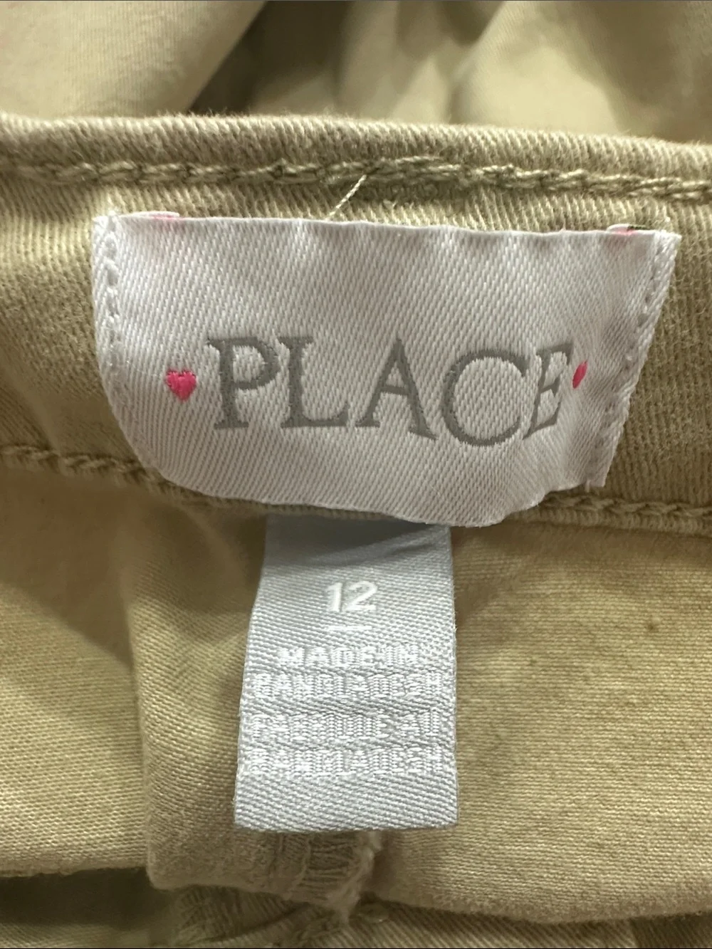 The Children’s Place Girls Khaki Uniform Pants Adjustable Waist Size 12 NWOT